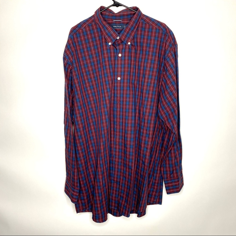 Men’s Nautica Long Sleeve Button Plaid Down Shirt